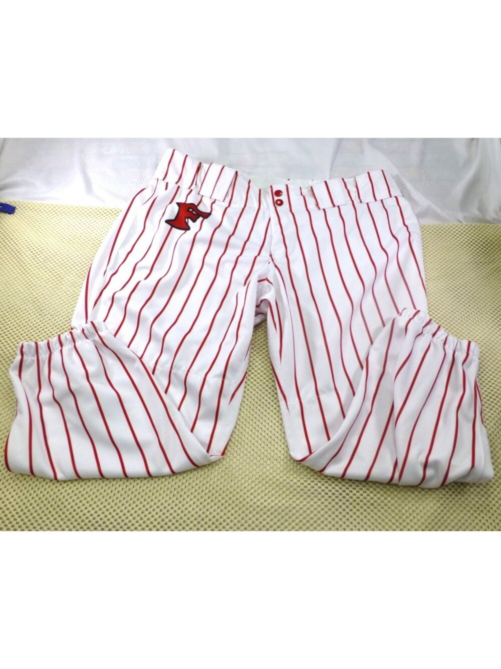 Boombah Mens Baseball Pants White Red Pinstripe Size 38 F Logo Adjustable Waist
